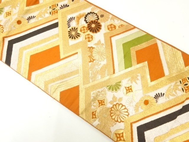 JAPANESE KIMONO / ANTIQUE FUKURO OBI / SILK / WOVEN FLOWER